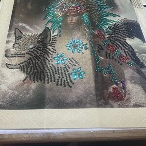 Beaded Native American Art with Wolf
